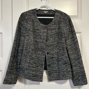 J. Jill Tweed Wool Blend Charcoal Blazer
